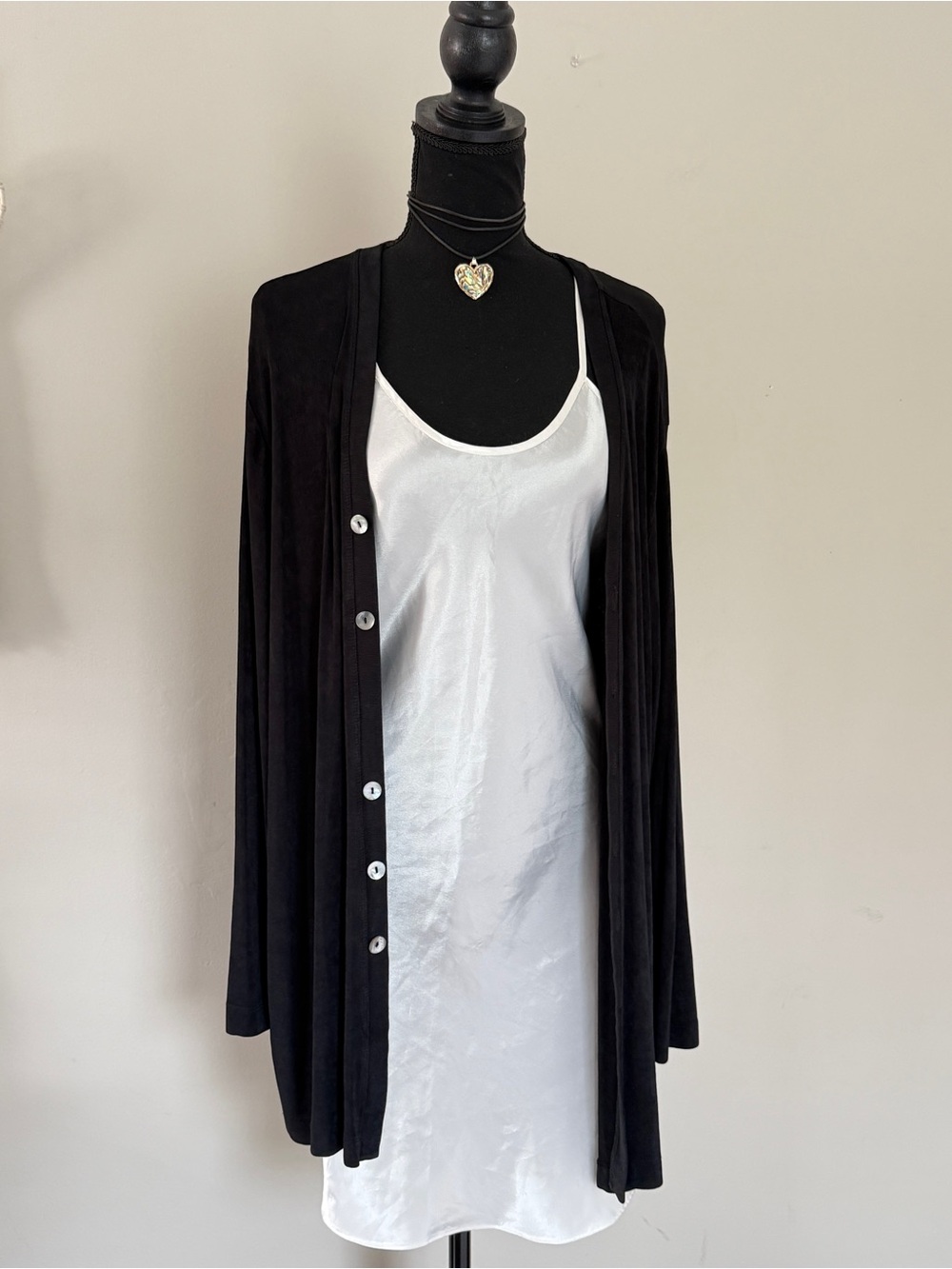 Chicos Black Shiny Long Cardigan